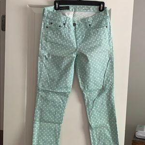 J. Crew cropped matchstick jean - mint with dots